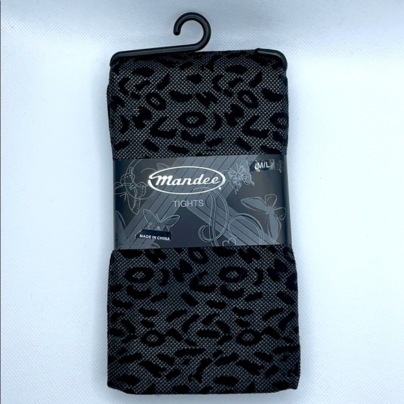 NWT Mandee Black Patterned Tights - Picture 2 of 4